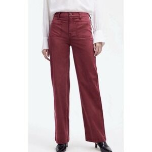 Madewell Emmett Wide Leg Pants Womens 33/16 Red Claret Patch Pocket‎ NWT